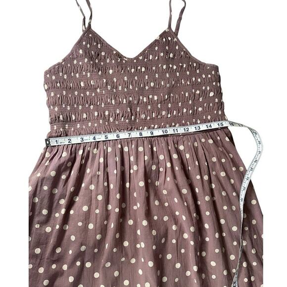 Keren Hart Mauve Polka Dot Smocked Spaghetti Strap SunDress Size Medium NWT - Picture 6 of 11